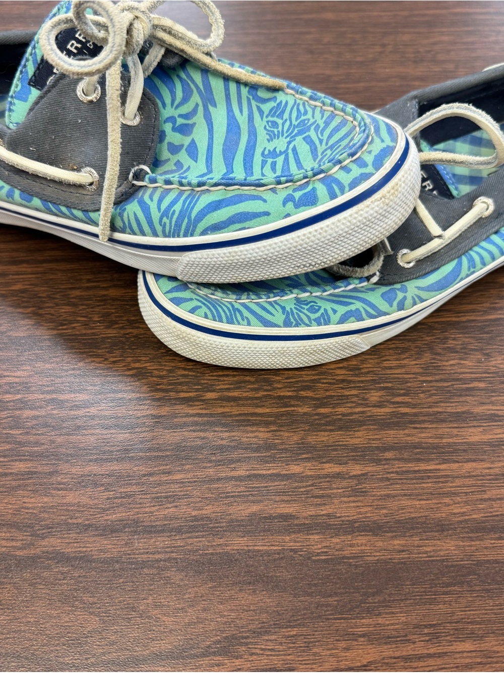 Sperry Blue Green Patterned Boat Shoes - Picture 4 of 5